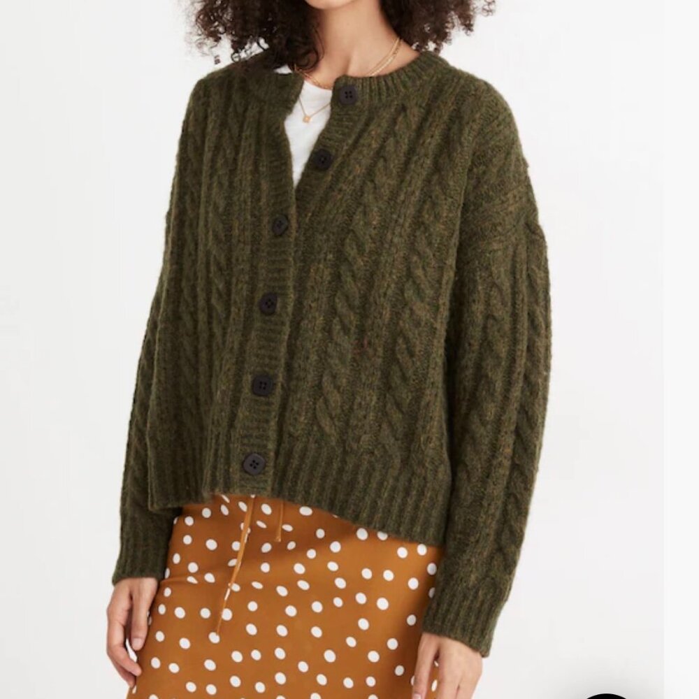 Pointelle Cable Cardigan Sweater